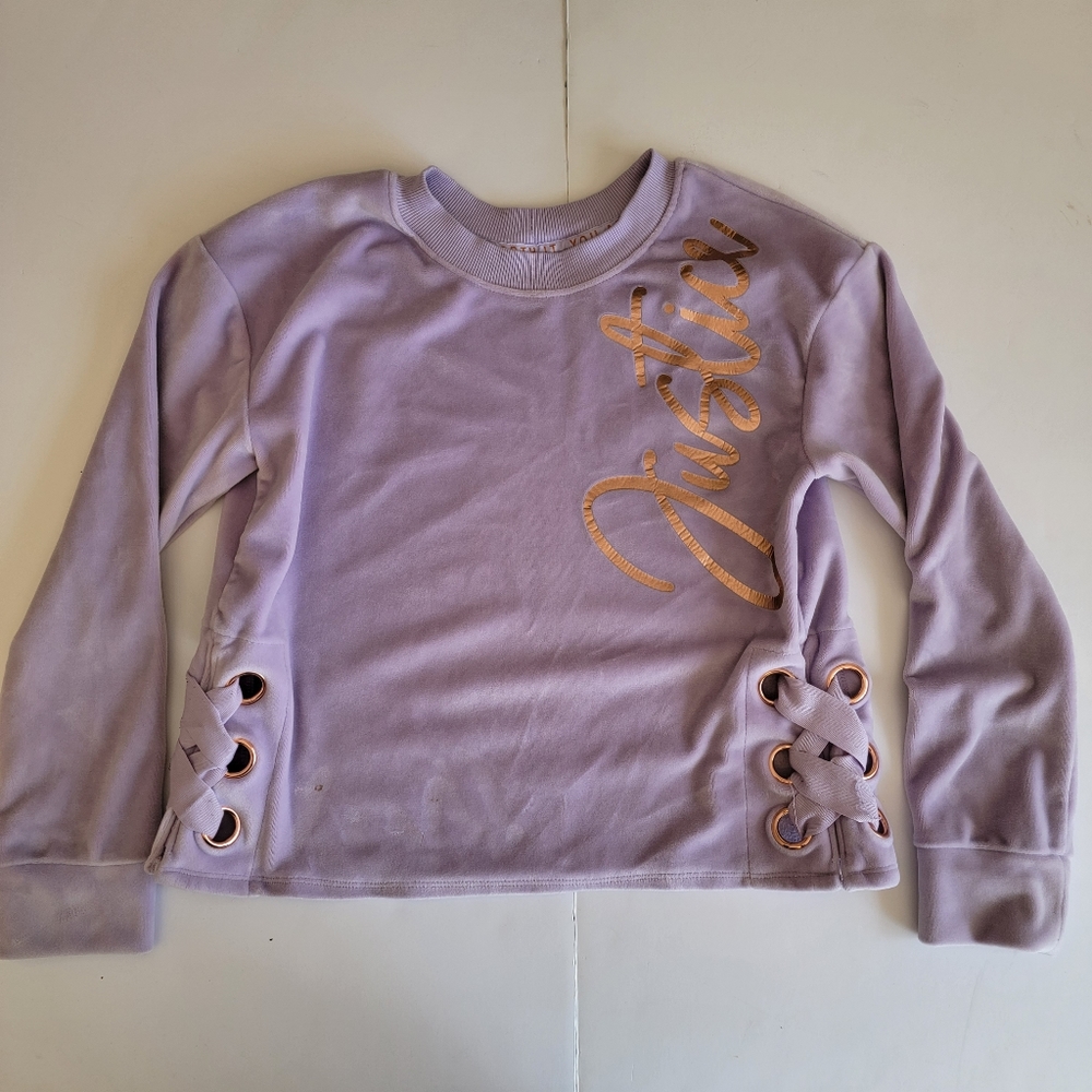 💚5/$20💚Justice Girl's Purple Velour Sweater Size 10